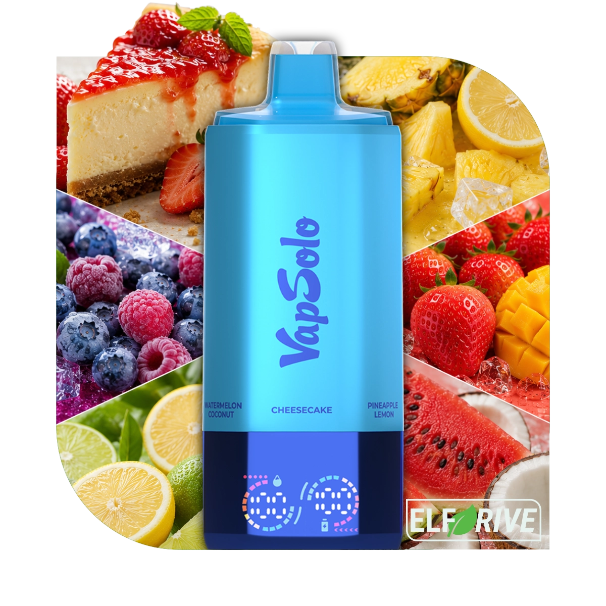 VAPSOLO QUADS 80K COLA CĂPȘUNI, PEPENE VERDE ȘI CIREȘE ȘI RĂCORITOARE CU GHEAȚĂ DE PIERSICĂ ȘI GRAPEFRUIT 5%