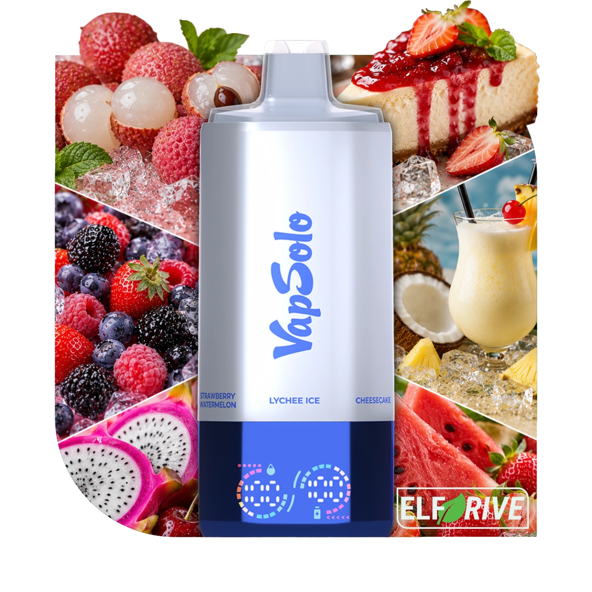 VAPSOLO QUADS 80K COLA CĂPȘUNI, PEPENE VERDE ȘI CIREȘE ȘI RĂCORITOARE CU GHEAȚĂ DE PIERSICĂ ȘI GRAPEFRUIT 5%